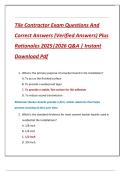 Tile Contractor Exam Questions And  Correct Answers &lpar;Verified Answers&rpar; Plus  Rationales 2025&vert;2026 Q&A &vert; Instant  Download Pdf