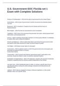 U&period;S&period; Government EOC Florida set 1 Exam with Complete Solutions