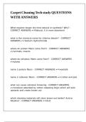 Carpet Cleaning Tech study QUESTIONS WITH ANSWERS