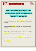 PACKAGE DEAL&colon;&colon;&colon; RTE 1503 WITH MIDTERM & FINAL EXAMS ACTUAL 2025&sol;2026 Q&A 100&percnt; PASS
