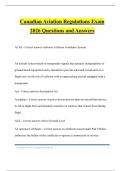 Canadian Aviation Regulations Exam 2026 Questions and Answers