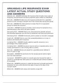 ARKANSAS LIFE INSURANCE EXAM LATEST ACTUAL STUDY QUESTIONS AND ANSWERS