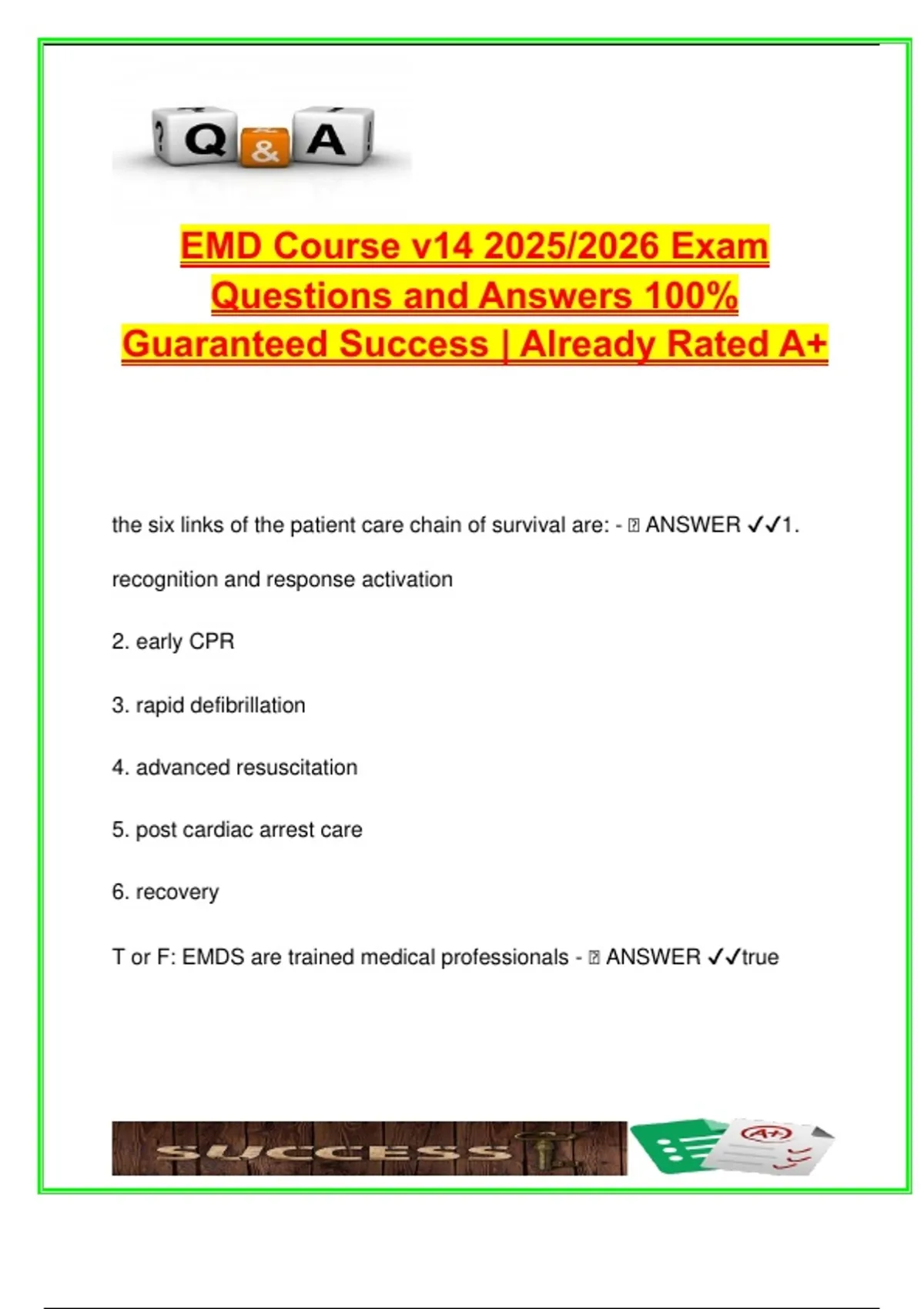 EMD Course v14 Exam 2025/2026 – 100+ Questions & Verified Answers ...