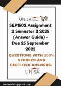 SEP1502 Assignment 2 Semester 2 2025 &lpar;Answer Guide&rpar; - Due 25 September 2025