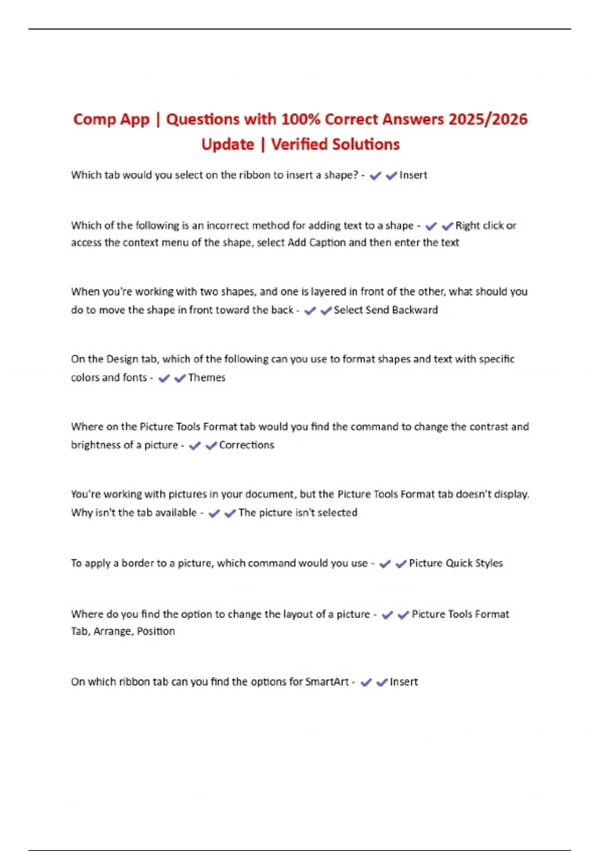 Comp App | Questions with 100% Correct Answers 2025/2026 Update ...