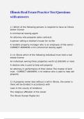 Illinois Real Estate Practice Test Questions with answers