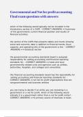 Governmental and Not for profit accounting Final exam questions with answers