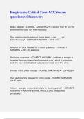 Respiratory Critical Care -ACCS exam questions with answers&comma;