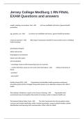Jersey College MedSurg 1 RN FINAL EXAM Questions and answers