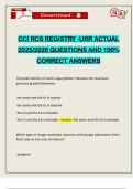 CCI RCS REGISTRY -URR ACTUAL 2025&sol;2026 QUESTIONS AND 100&percnt; CORRECT ANSWERS