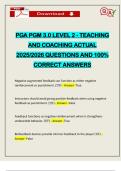 PGA PGM 3&period;0 LEVEL 2 - TEACHING AND COACHING ACTUAL 2025&sol;2026 QUESTIONS AND 100&percnt; CORRECT ANSWERS