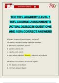 THE TEFL ACADEMY &lpar;LEVEL 5 TEFL COURSE&rpar; ASSIGNMENT B ACTUAL 2025&sol;2026 QUESTIONS AND 100&percnt; CORRECT ANSWERS