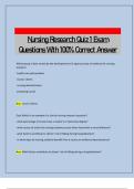 Nursing Research Quiz 1 Exam Questions With 100&percnt; Correct Answer