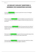 AP BIOLOGY ECOLOGY QUESTIONS & ANSWERS FOR GUARANTEED SUCCESS