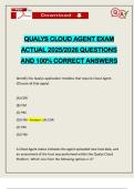 QUALYS CLOUD AGENT EXAM ACTUAL 2025&sol;2026 QUESTIONS AND 100&percnt; CORRECT ANSWERS