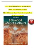 test Bank for Behavior Modification&colon; What It Is and How To Do It &lpar;12th Edition&rpar; &ndash; Garry Martin & Joseph J&period; Pear &vert; All Chapters 1&ndash;29 &vert; Verified Psychology Resource