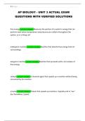 AP BIOLOGY - UNIT 3 ACTUAL EXAM QUESTIONS WITH VERIFIED SOLUTIONS