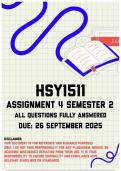 HSY1511 Assignment 4 Semester 2 Memo &vert; Due 26 September 2025