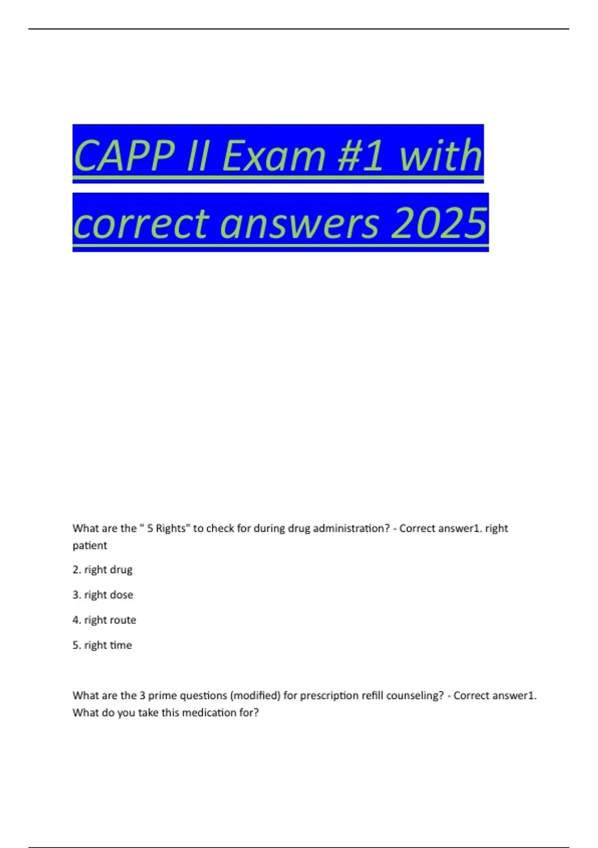 CAPP II Exam #1 with correct answers 2025 - CAPP II Exa - Stuvia US