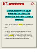 UP RETURN TO WORK STUDY GUIDE ACTUAL 2025&sol;2026 QUESTIONS AND 100&percnt; CORRECT ANSWERS
