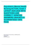 Psychiatric Mental Health Nursing ACTUAL Exam 1  LATEST 2025-2026 WITH QUESTIONS AND CORRECT VERIFIED ANSWERS GRADED A&plus; GUARANTEED 100&percnt; PASS