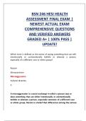 BSN 246 HESI HEALTH ASSESSMENT ACTUAL EXAM QUESTIONS AND ANSWERS