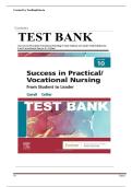 Test Bank for Success in Practical Vocational Nursing From Student to Leader&comma; 10th Edition by Lisa Carroll&comma; 9780323810173&comma; Covering Chapters 1-19 &vert; Includes Rationales&period;
