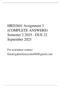 HRD2601 Assignment 3 &lpar;COMPLETE ANSWERS&rpar; Semester 2 2025 - DUE 22 September 2025