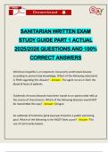 SANITARIAN WRITTEN EXAM STUDY GUIDE PART 1 ACTUAL 2025&sol;2026 QUESTIONS AND 100&percnt; CORRECT ANSWERS