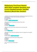 Phlebotomy Final Exam Newest 2025&sol;2026 Complete Questions And Correct Detailed Answers &lpar;Verified Answers&rpar; &vert;Brand New Version&excl;&excl;
