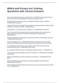 HIPAA and Privacy Act Training Questions with Correct Answers