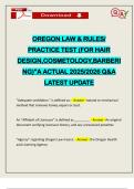 OREGON LAW & RULES&sol; PRACTICE TEST &lpar;FOR HAIR DESIGN&comma;COSMETOLOGY&comma;BARBERI NG&rpar;"A ACTUAL 2025&sol;2026 Q&A LATEST UPDATE