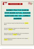 BARBER PRACTICE EXAM MA STATE BOARD ACTUAL 2025&sol;2026 QUESTIONS AND 100&percnt; CORRECT ANSWERS