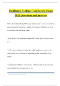 Pathfinder Explorer Test Review Exam 2026 Questions and Answers