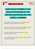 GIANT EAGLE PHARMACY TECH QUALIFICATION EXAM ACTUAL 2025&sol;2026 QUESTIONS AND 100&percnt; CORRECT ANSWERS