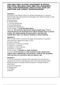 WGU D003 FINAL OA EXAM &sol;ASSESSMENT IN SPECIAL EDUCATION &sol;WGU D003 FINAL OBJECTIVE ASSESSMENT FINAL EXAM PREPARATION LATEST ACTUAL EXAM 200 QUESTIONS AND CORRECT ANSWERS&vert;AGRADE