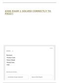 A306 EXAM 1 SOLVED CORRECTLY TO PASS&excl;&excl;