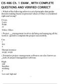 CIS 486 Ch&period; 1 EXAM &comma; WITH COMPLETE QUESTIONS AND VERIFIED CORRECT ANSWERS
