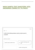 NHSA SAMPLE TEST QUESTIONS 2025 ANSWERED CORRECTLY TO PASS&excl;&excl;