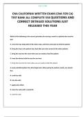CA CNA WRITTEN EXAM STUDY GUIDE LATEST UPDATE THIS YEAR WITH 500 QUESTIONS AND CORRECT DETAILED ANSWERS 