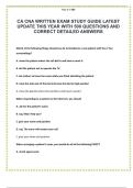 CA CNA WRITTEN EXAM STUDY GUIDE LATEST UPDATE THIS YEAR WITH 500 QUESTIONS AND CORRECT DETAILED ANSWERS 