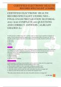 CERTIFIED ELECTRONIC HEALTH  RECORD SPECIALIST &lpar;CEHRS&rpar; NHA -   FINAL EXAM PREPARATION MATERIAL  2025&sol;2026 COMPLETE 200 QUESTIONS  AND CORRECT ANSWERS &vert;ALREADY  GRADED A&plus; 