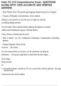 Valle TH 210 Comprehensive Exam  QUESTIONS ALONG WITH 100&percnt; ACCURATE AND VERIFIED ANSWERS  &bull;&Tab;