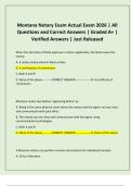 Montana Notary Exam Actual Exam 2026 &vert; All Questions and Correct Answers &vert; Graded A&plus; &vert; Verified Answers &vert; Just Released