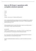 Intro to PE Exam 1 questions with complete solutions passed