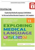 TEST BANK  Exploring Medical  Language 11th Edition by Myrna LaFleur  Brooks Chaptersk1 -  16kComplete 