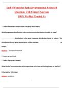 End of Semester Test 2026 Environmental Science B  Guide Questions  With Verified Answers Pass the Exam&comma; 100&percnt; Verified &lpar;2025 &sol; 2026&rpar; Graded A&plus;