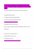 Food Safety Manager Exam&vert; Questions and Answers&vert; 100&percnt; Pass&vert; Complete&vert; Newest 2025-2026&excl;