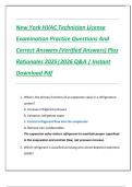 New York HVAC Technician License  Examination Practice Questions And  Correct Answers &lpar;Verified Answers&rpar; Plus  Rationales 2025&vert;2026 Q&A &vert; Instant  Download Pdf