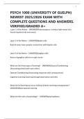 PSYCH 1000 &lpar;UNIVERSITY OF GUELPH&rpar; NEWEST 2025&sol;2026 EXAM WITH COMPLETE QUESTIONS AND ANSWERS&period; VERIFIED&sol;GRADED A&plus;